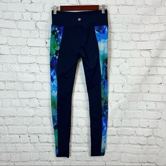 Athleta Womens High Rise Chaturanga Leggings Size Small Blue Green Floral 721703 - Picture 2 of 3